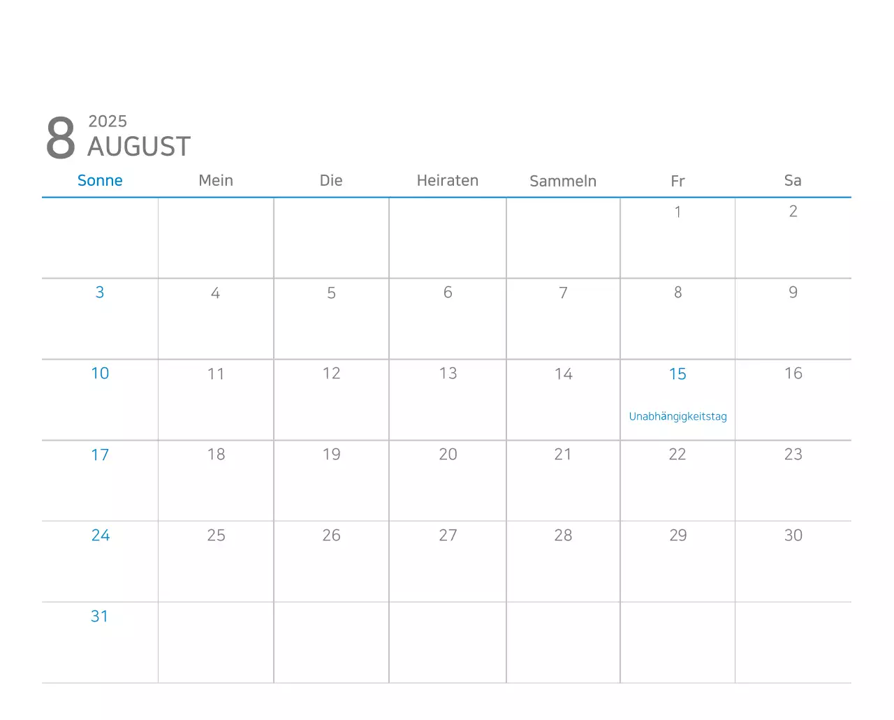 Blauer moderner Kalender Kalender