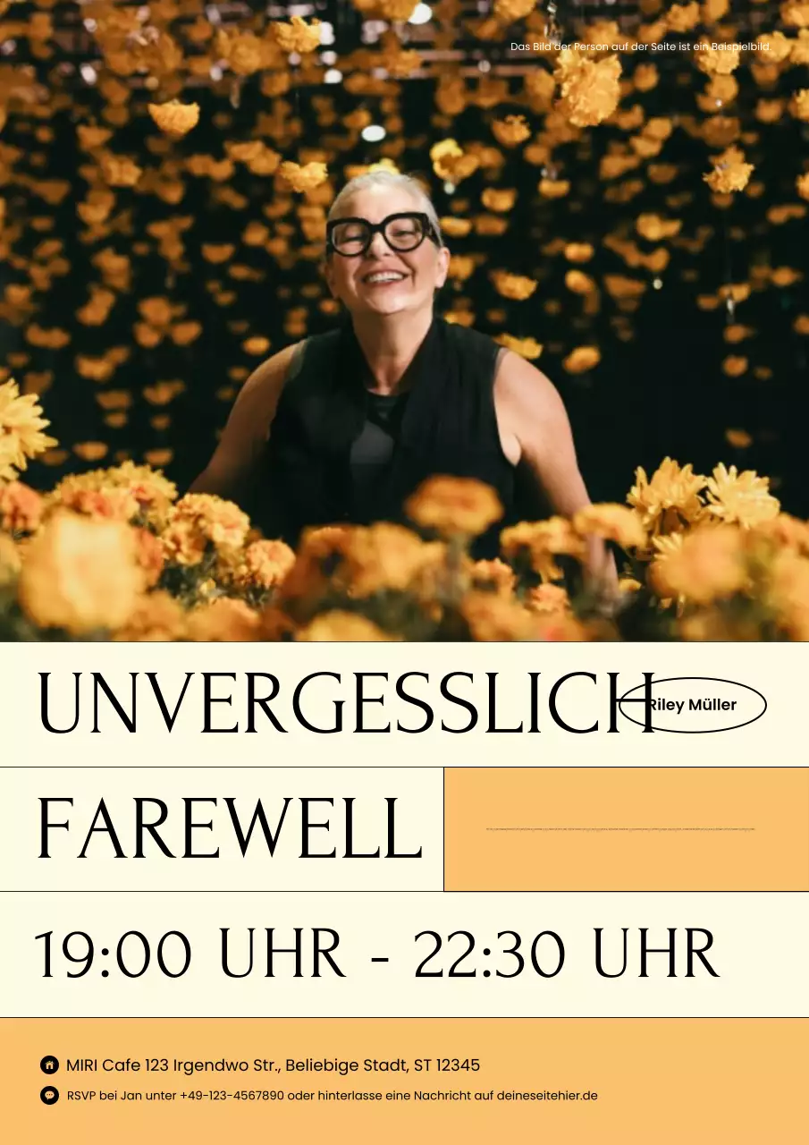 gelbe elegante Abschiedseinladung