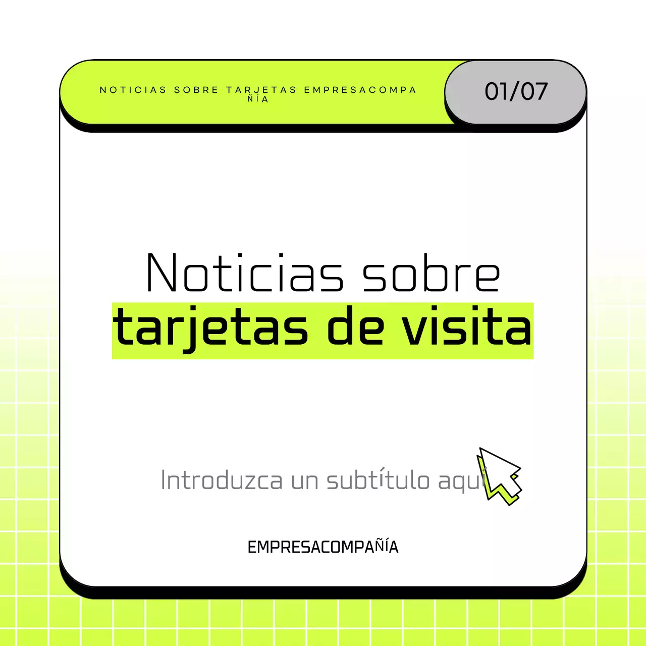 Carta de presentación sencilla en chartreuse y blanco