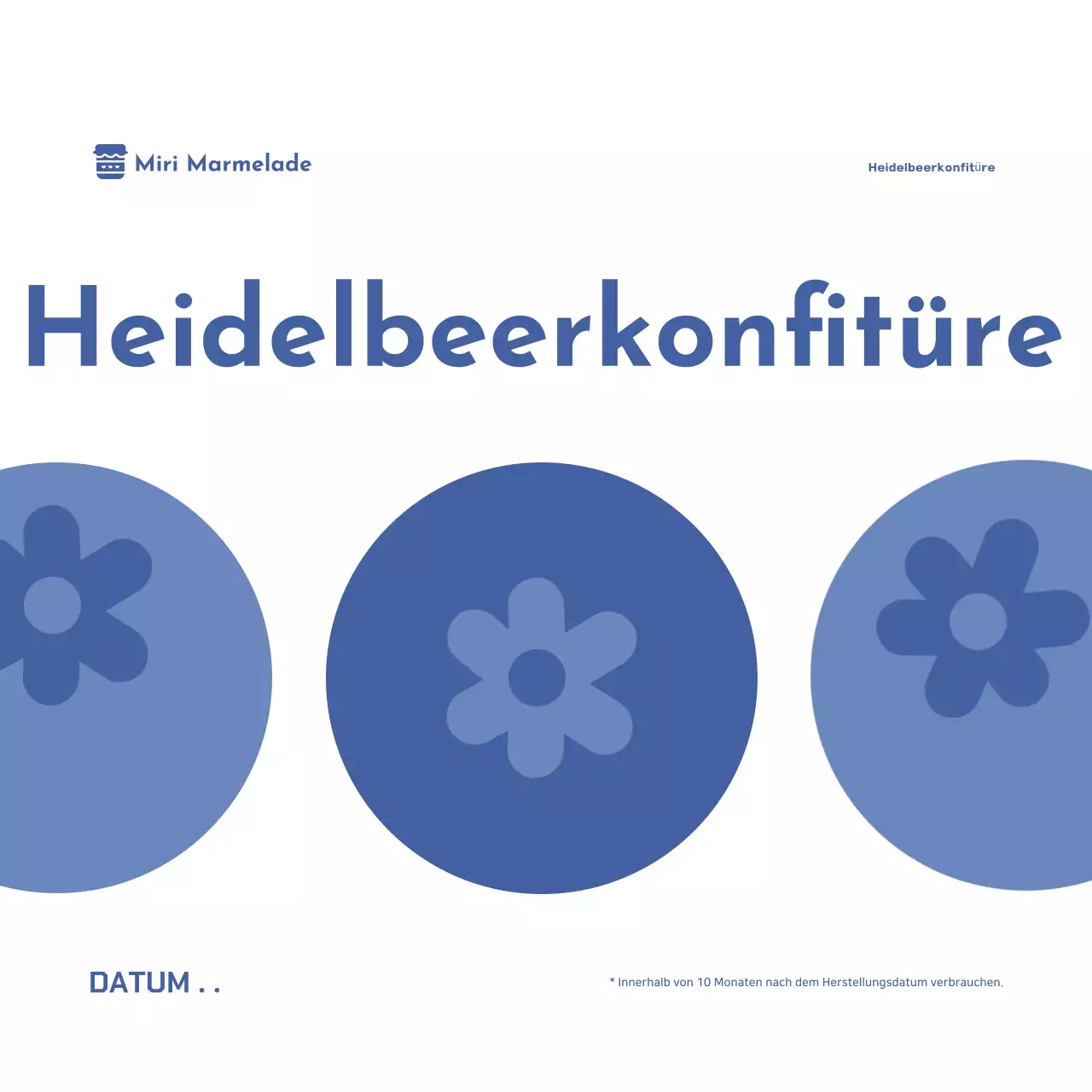 Einfaches blaues Marmeladen-Hängeetikett