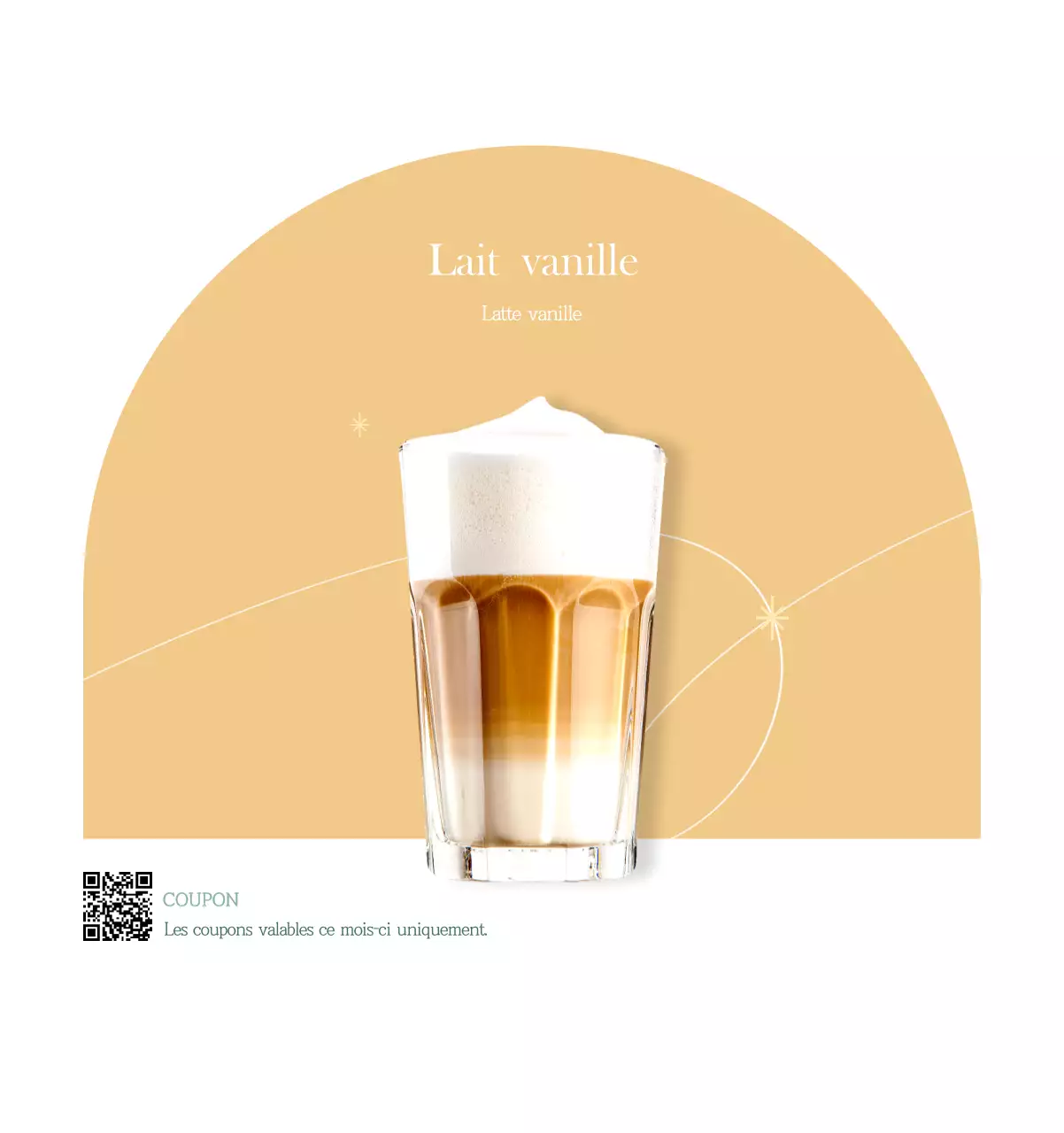 Un calendrier moderne pour les cafés avec des recommandations sur la boisson du mois.