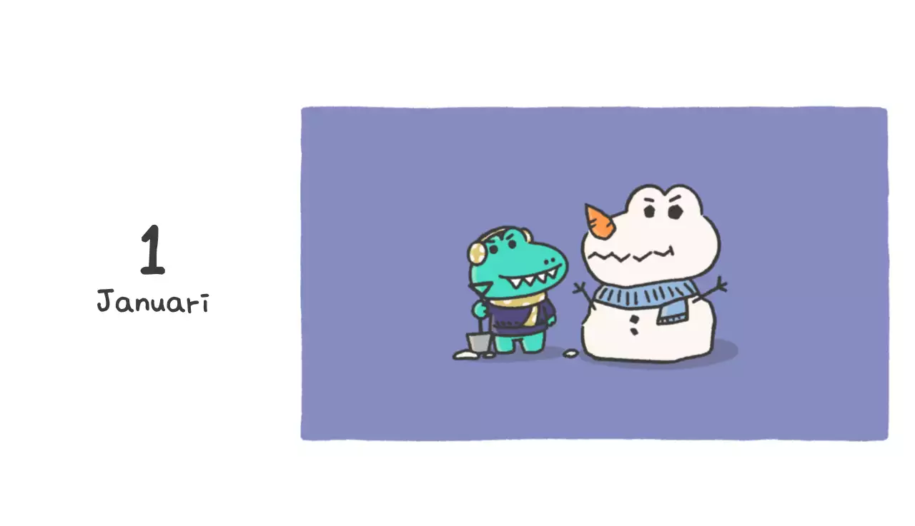 Een kalender met een schattig Ago-illustratieconcept