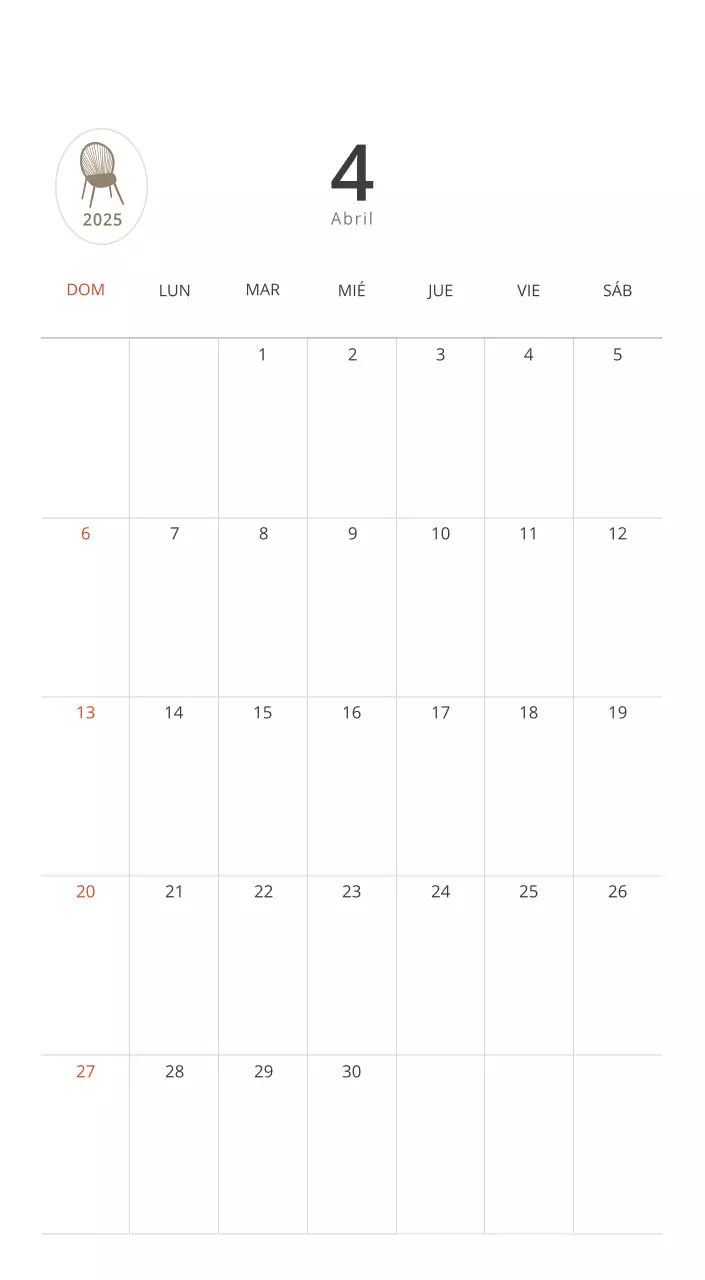 Calendario interior minimalista beige