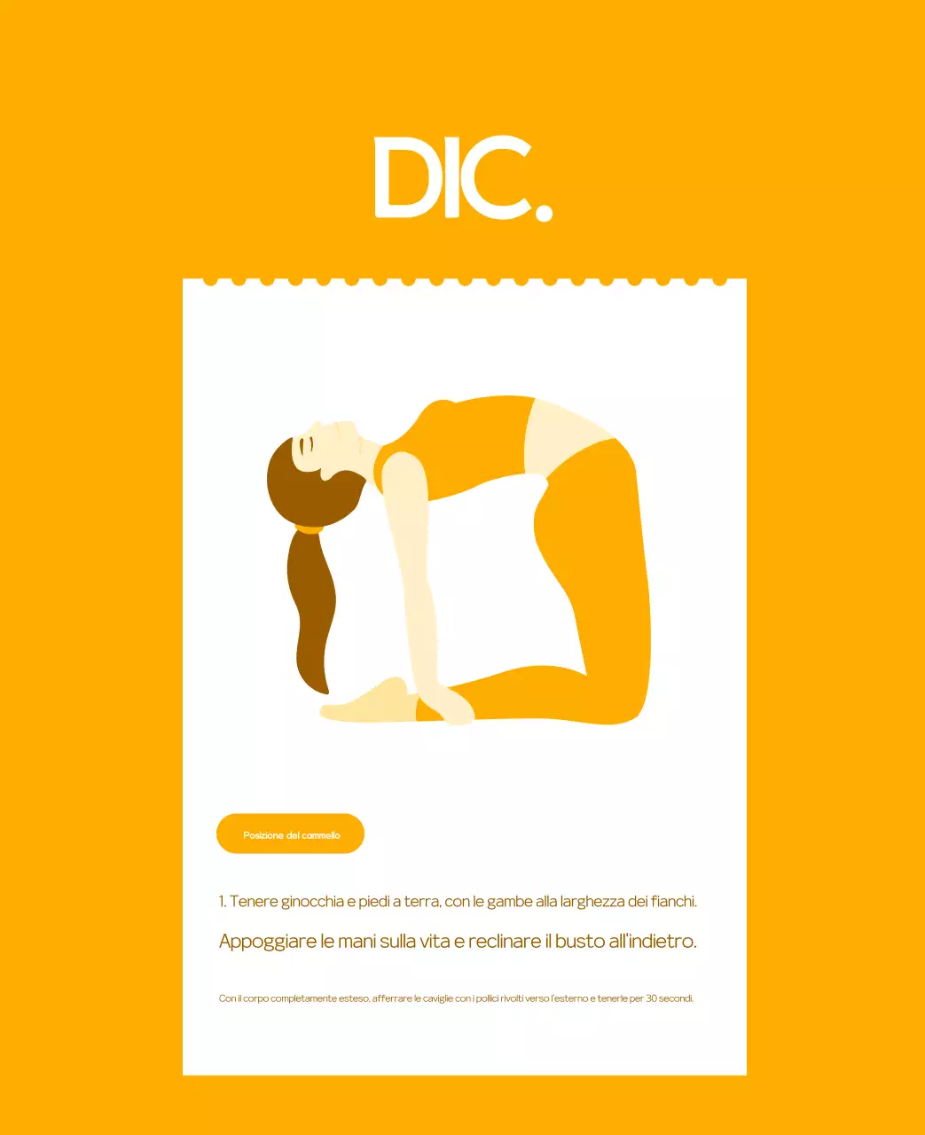 Calendario promozionale arancione dello yoga minimalista