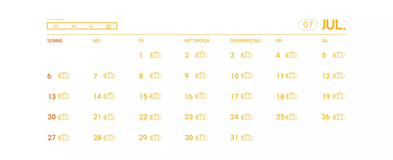 Orange Minimalistischer Yoga-Aktionskalender