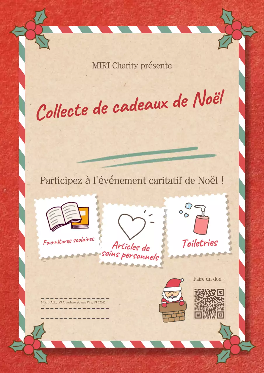 Affiche de bienfaisance de Noël de Red Doodle Cute