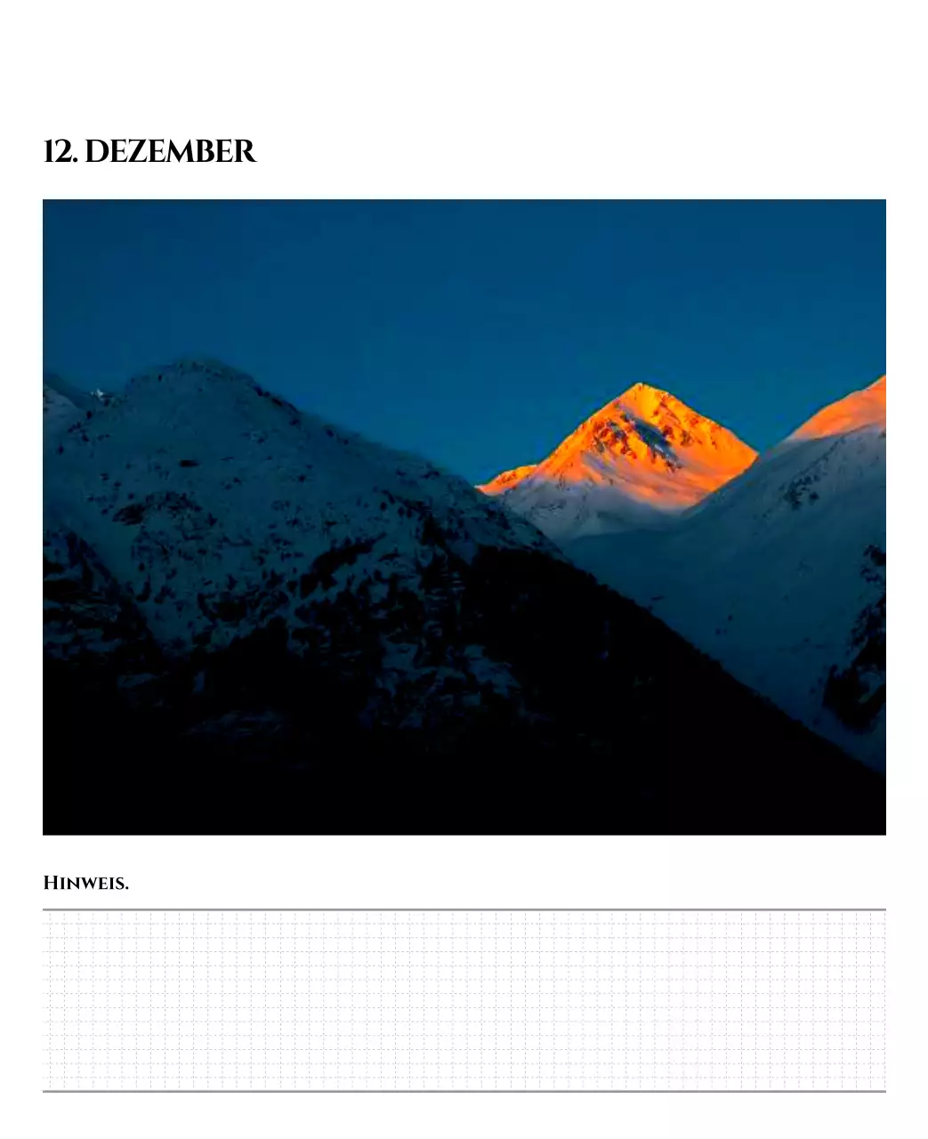 Einfacher Kalender mit schwarzer und weißer emotionaler Reisefotografie Konzept