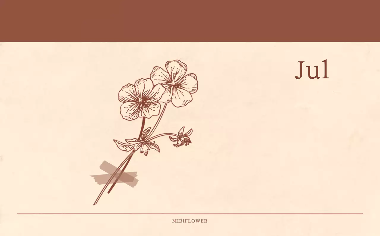 Kalender toko bunga sentimental dengan konsep kertas tenun berwarna coklat muda dan coklat