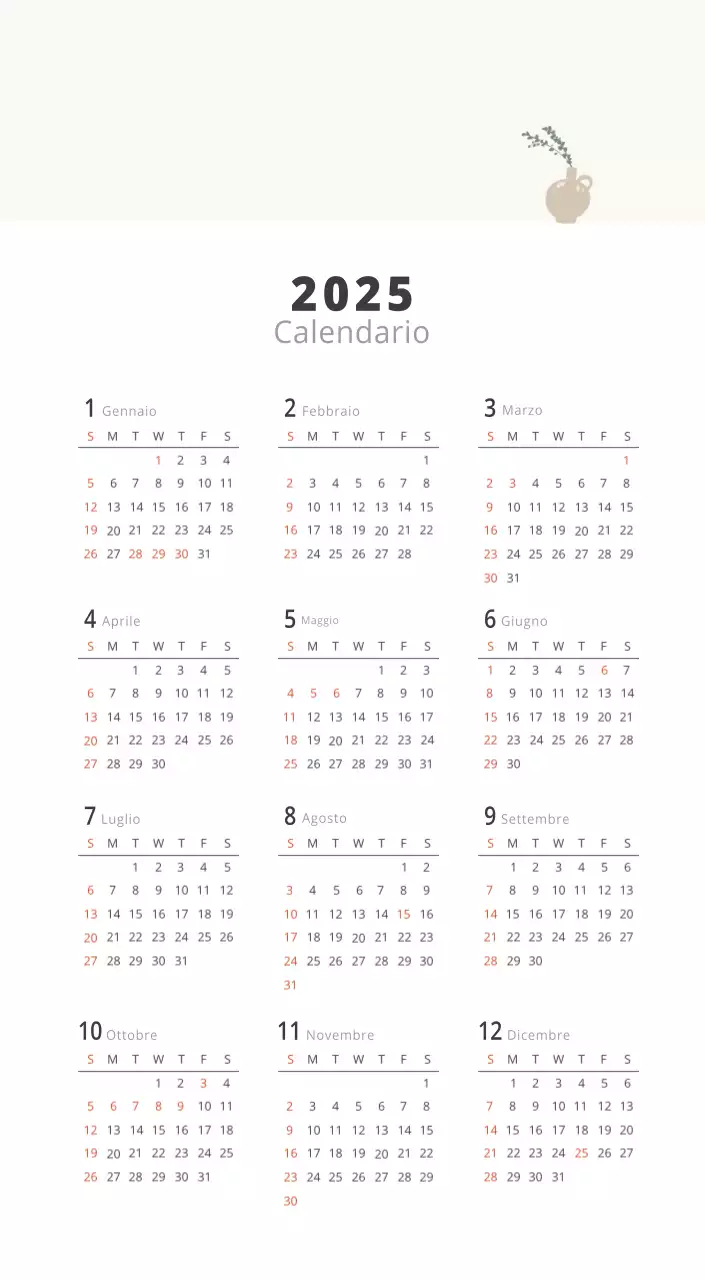 Calendario interno minimalista beige