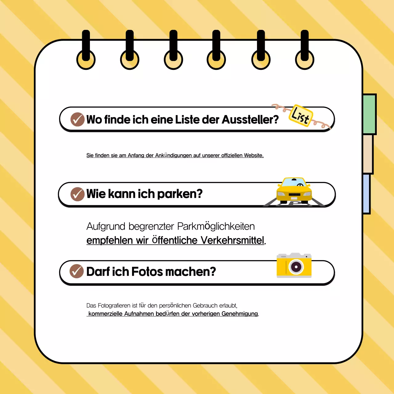 Aufmerksamkeitserregende Informationen auf gelbem Hintergrund