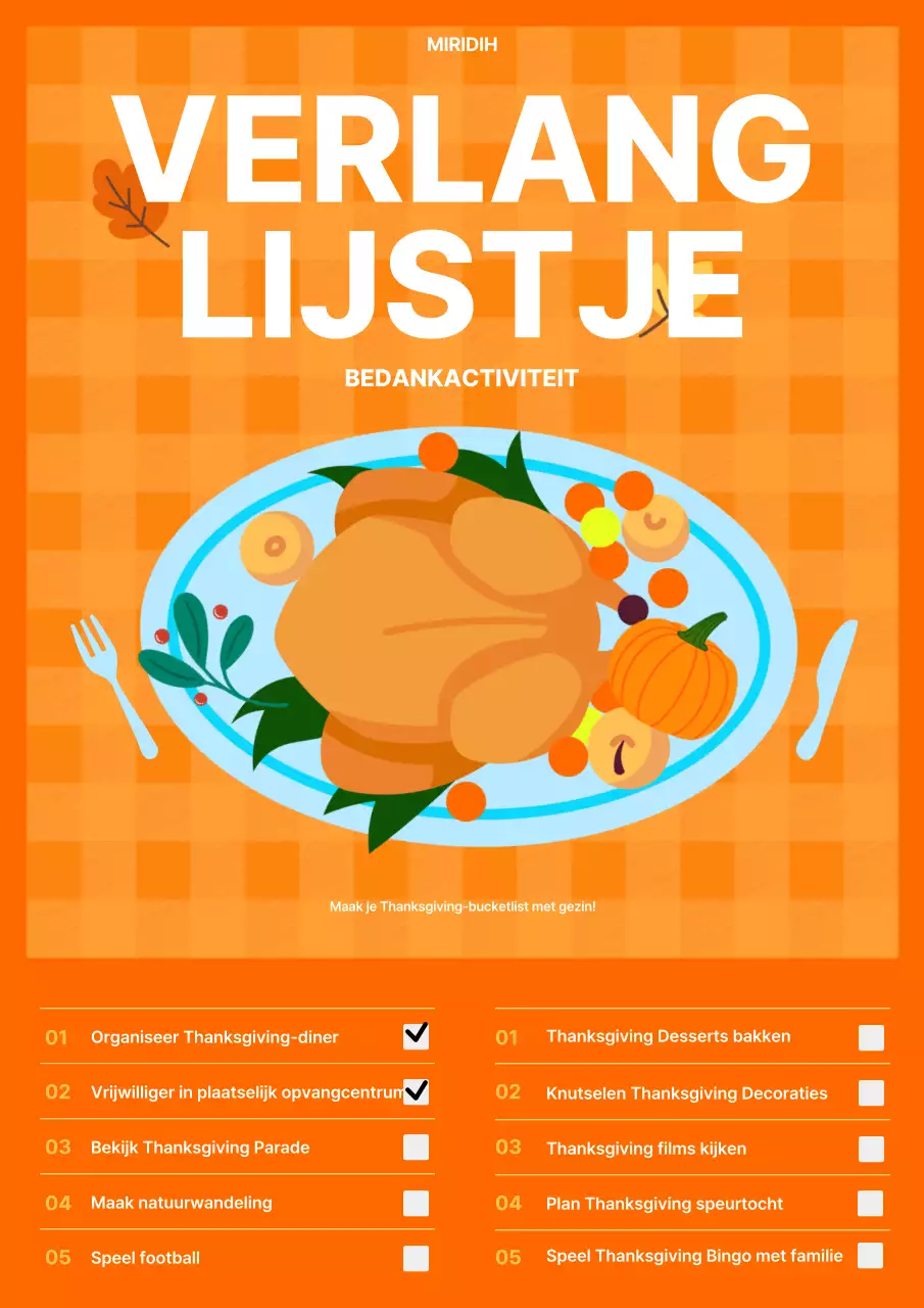 oranje retro Thanksgiving checklist
