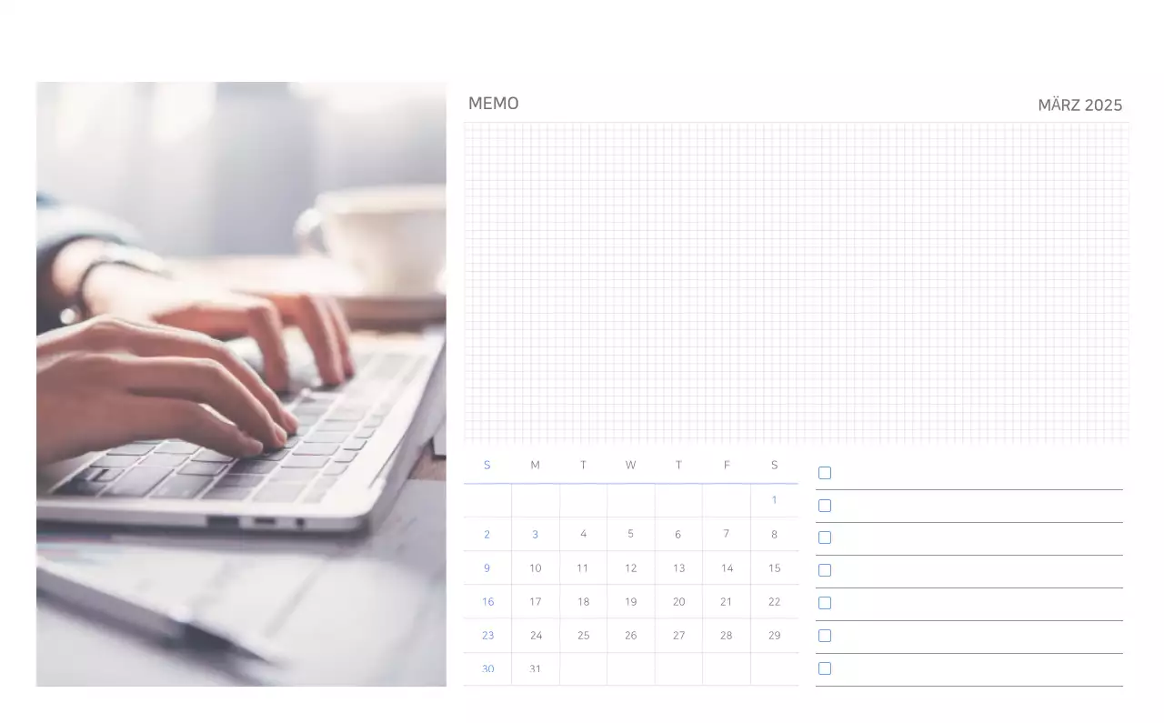 Blauer minimalistischer Kalender