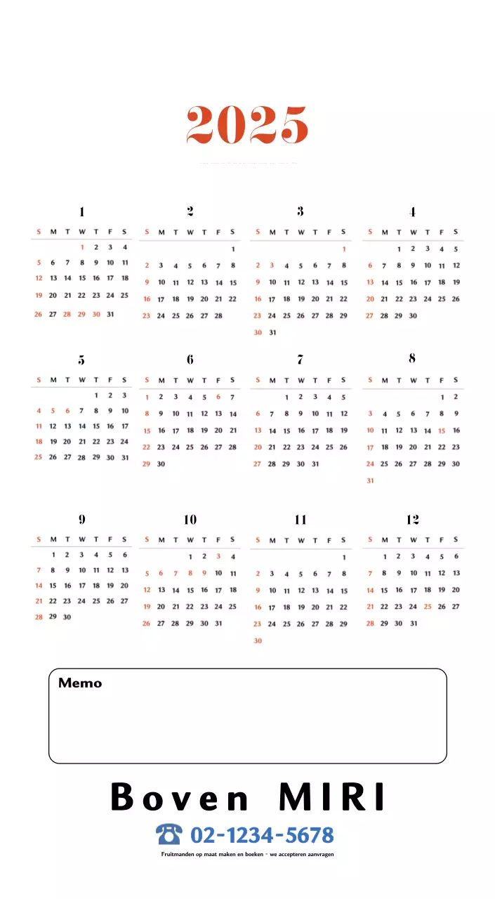 Retro concept memory kalender in rood