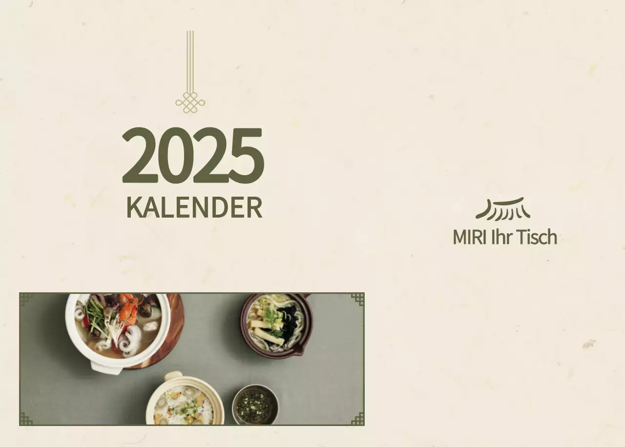 Beige Traditioneller Speisekalender