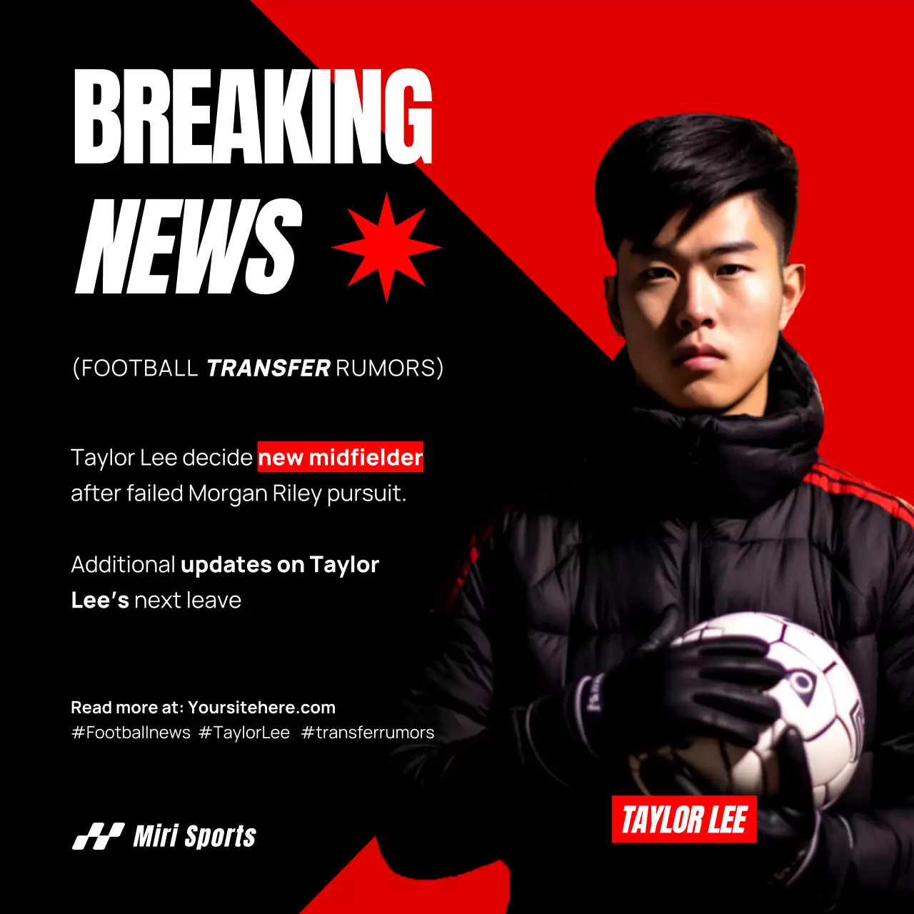 Red Modern Football News Social Media Post