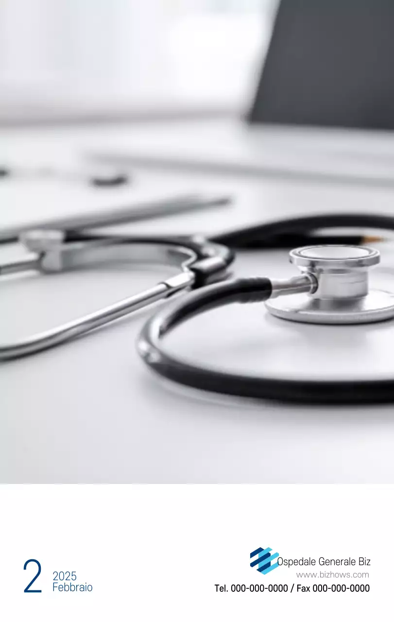 Calendario promozionale dell'ospedale semplice, bianco e blu