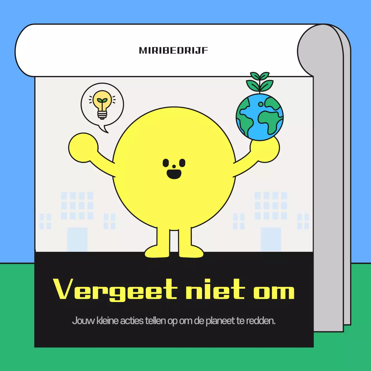 Een leuke energiebesparende campagne in lichtblauw en groen