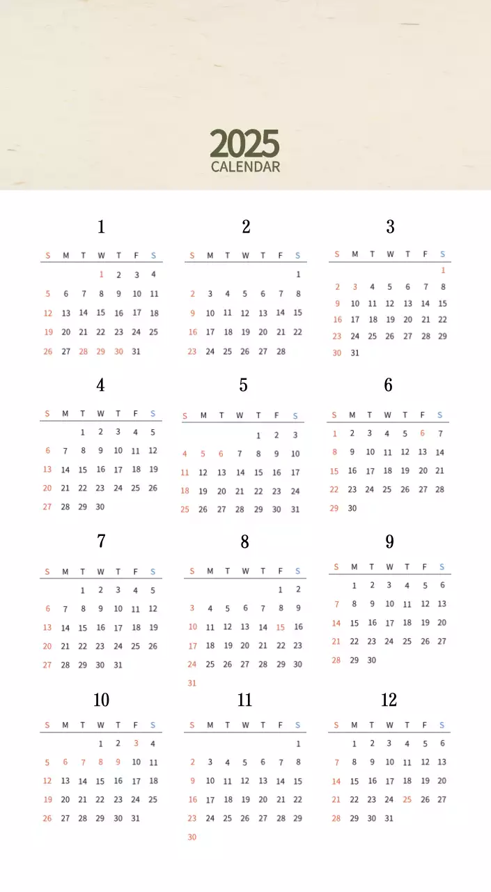 Calendrier de l'alimentation traditionnelle beige