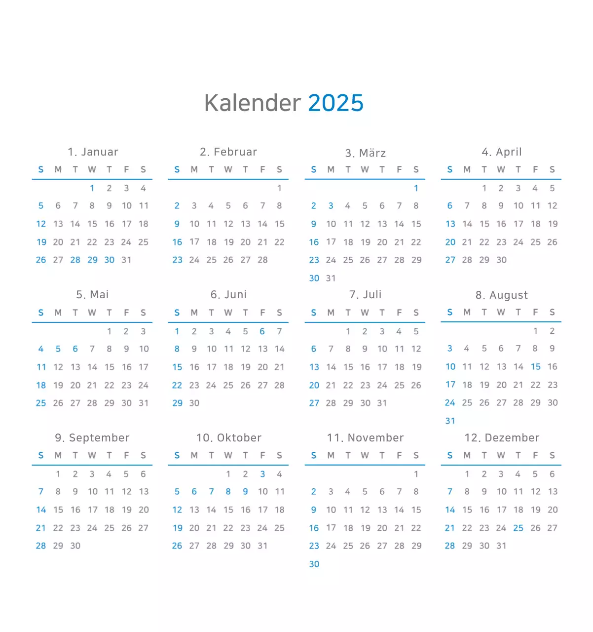 Blauer minimalistischer Firmenkalender Anzeige