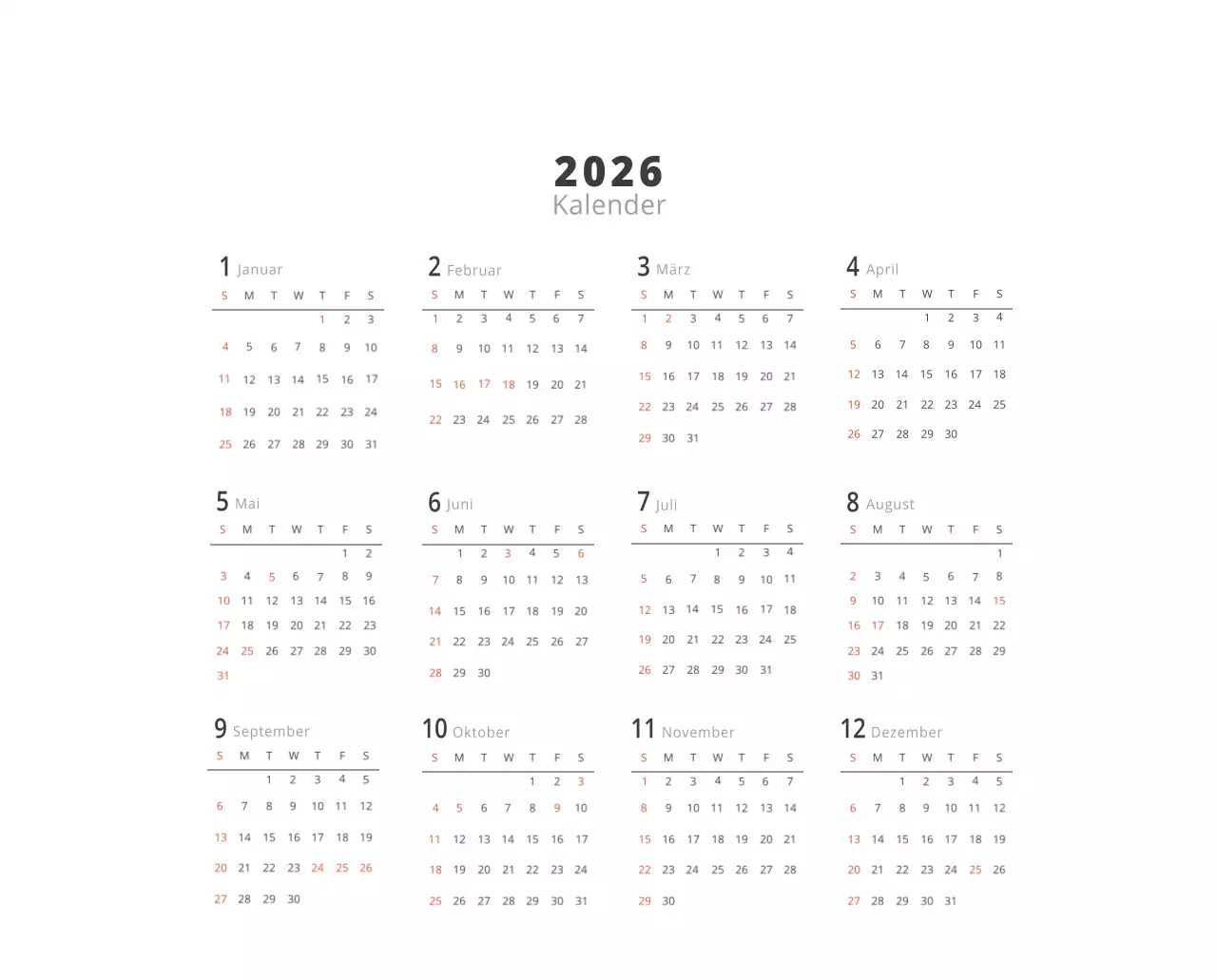 Beigefarbener minimalistischer Innenkalender