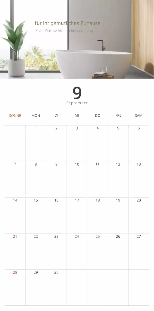 Beigefarbener minimalistischer Innenkalender