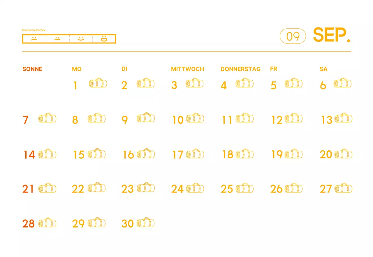 Orange Minimalistischer Yoga-Aktionskalender