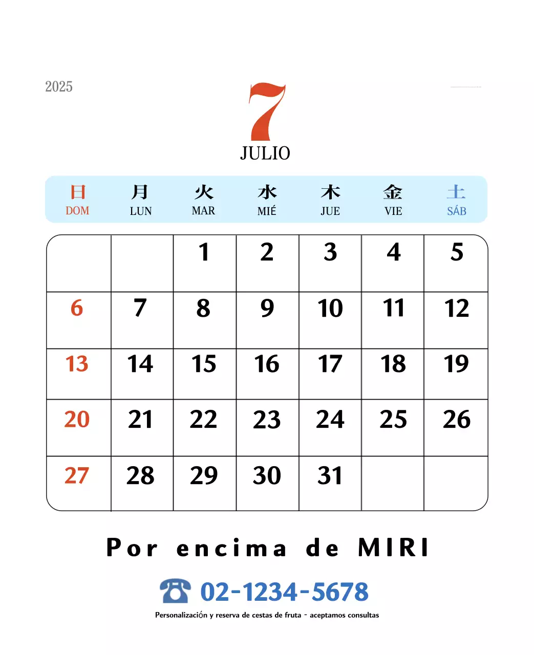 Calendario retro concept memory en rojo