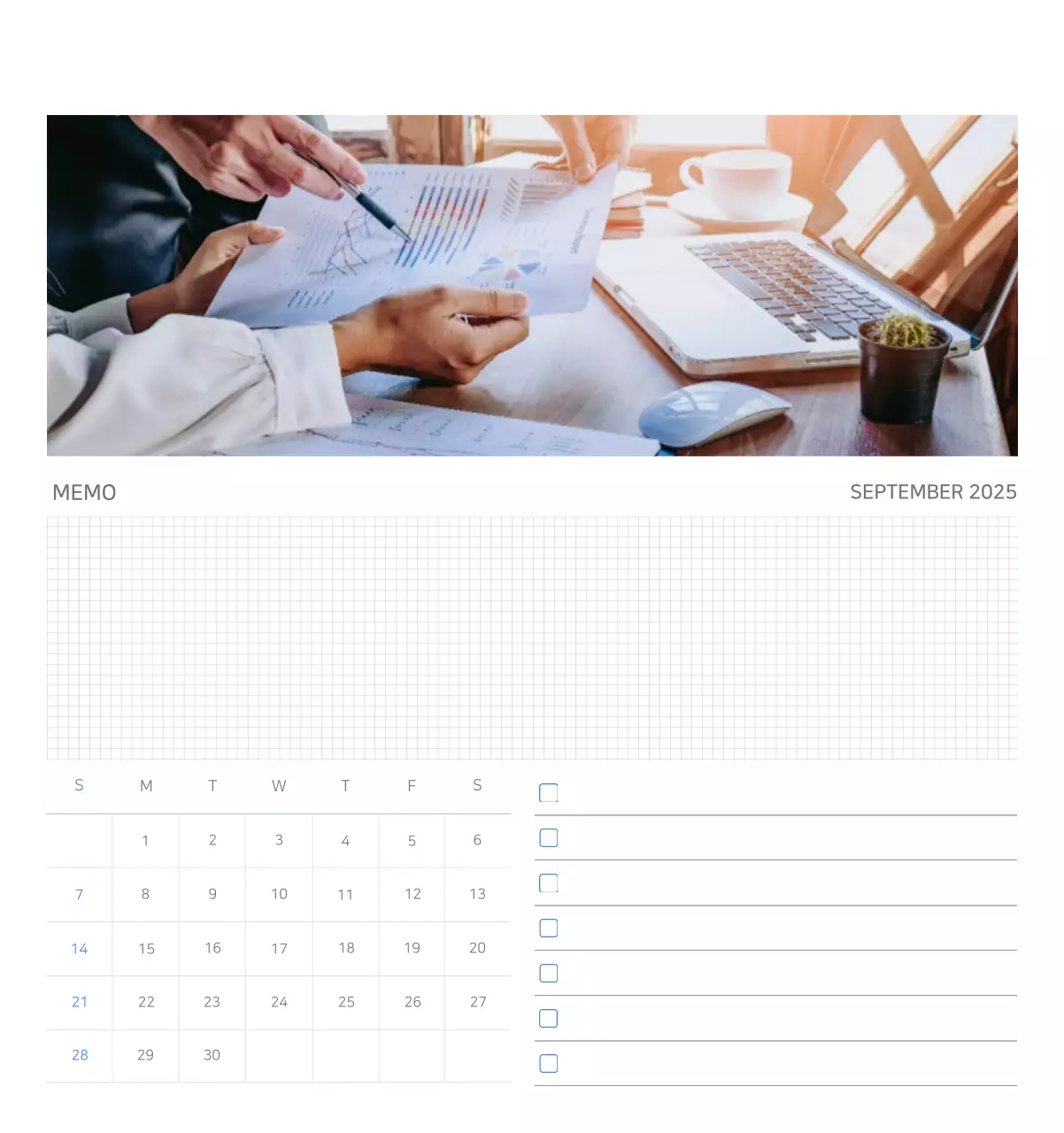Blauer minimalistischer Firmenkalender Anzeige