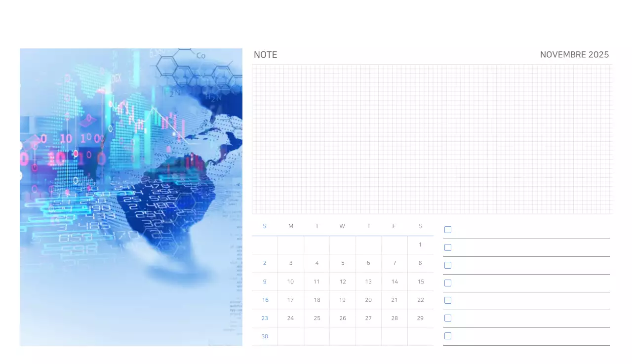 Calendrier moderne bleu Calendrier