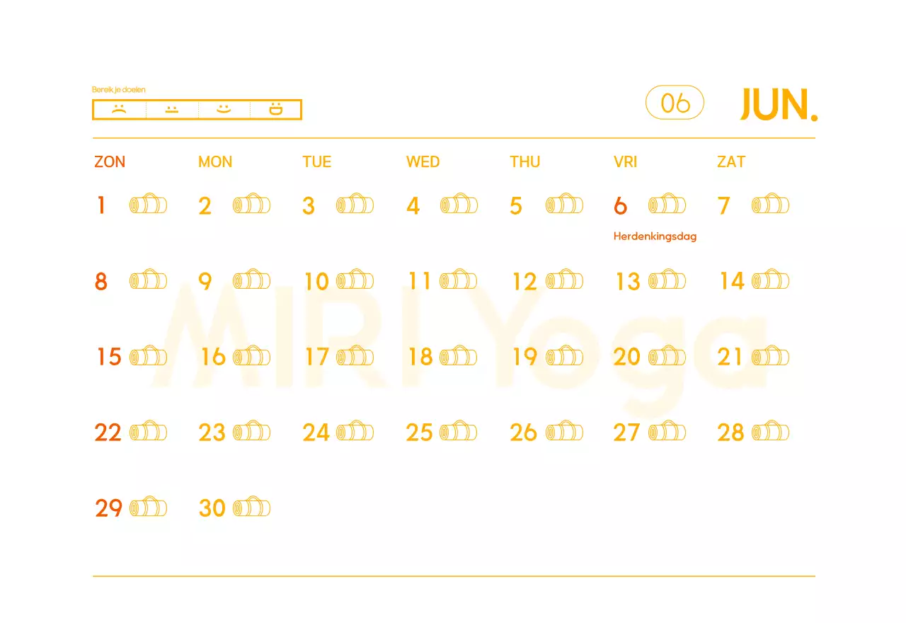 Oranje Minimalistische Yoga Promotiekalender