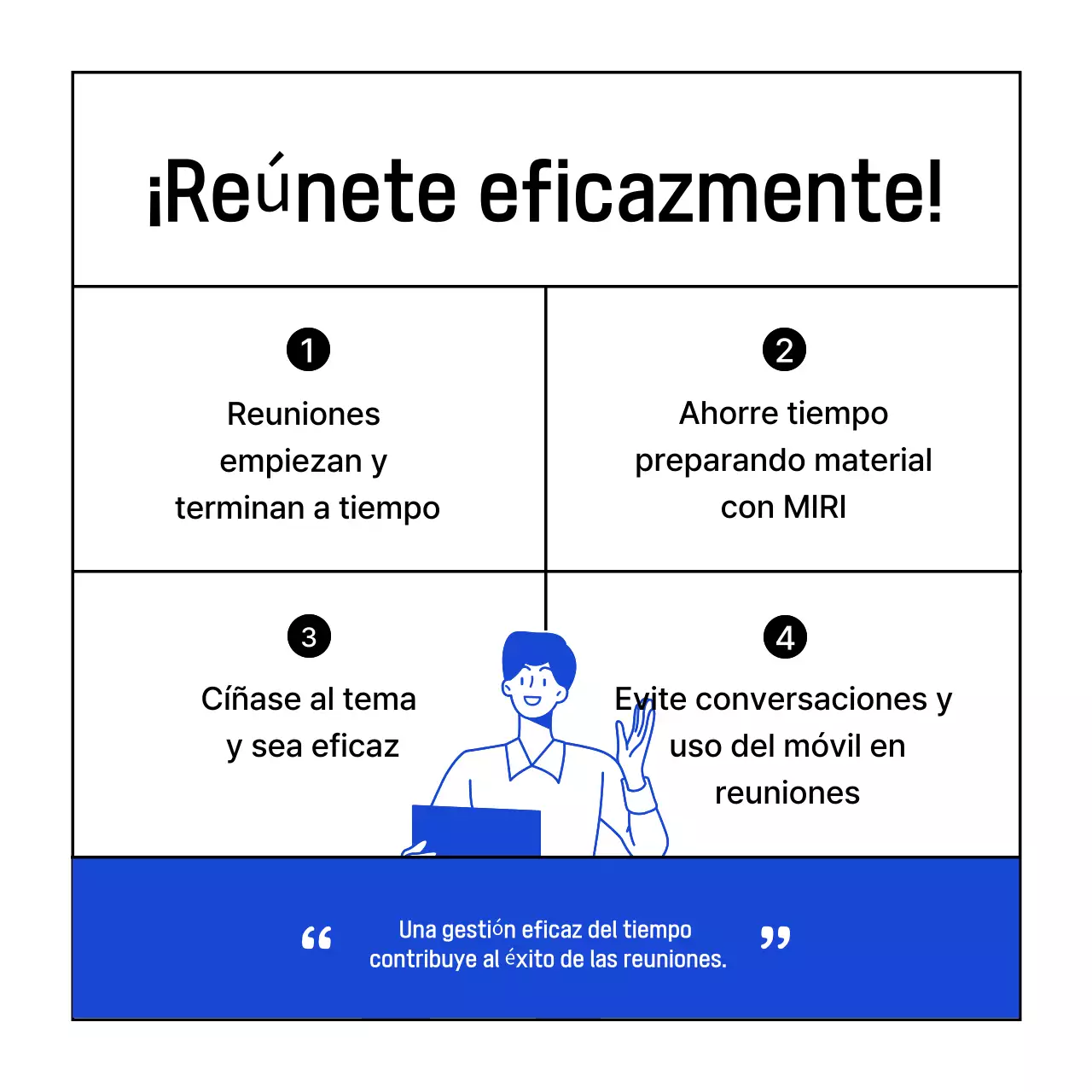 Reuniones de negocios modernas en el boletín azul