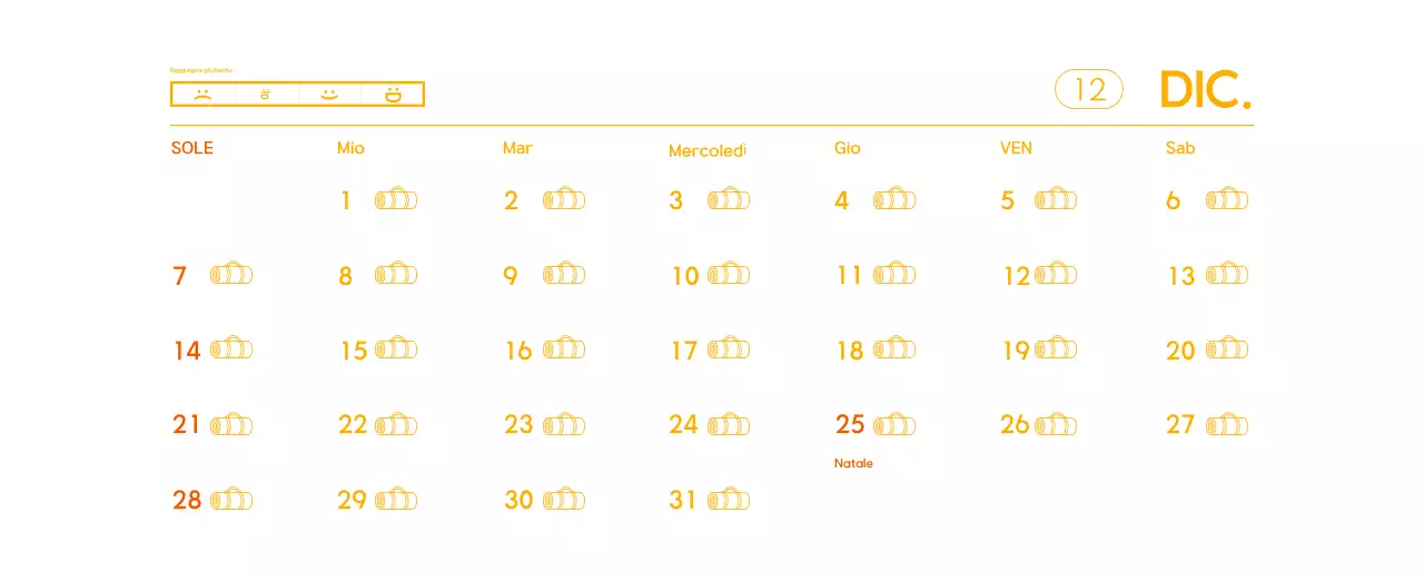 Calendario promozionale arancione dello yoga minimalista
