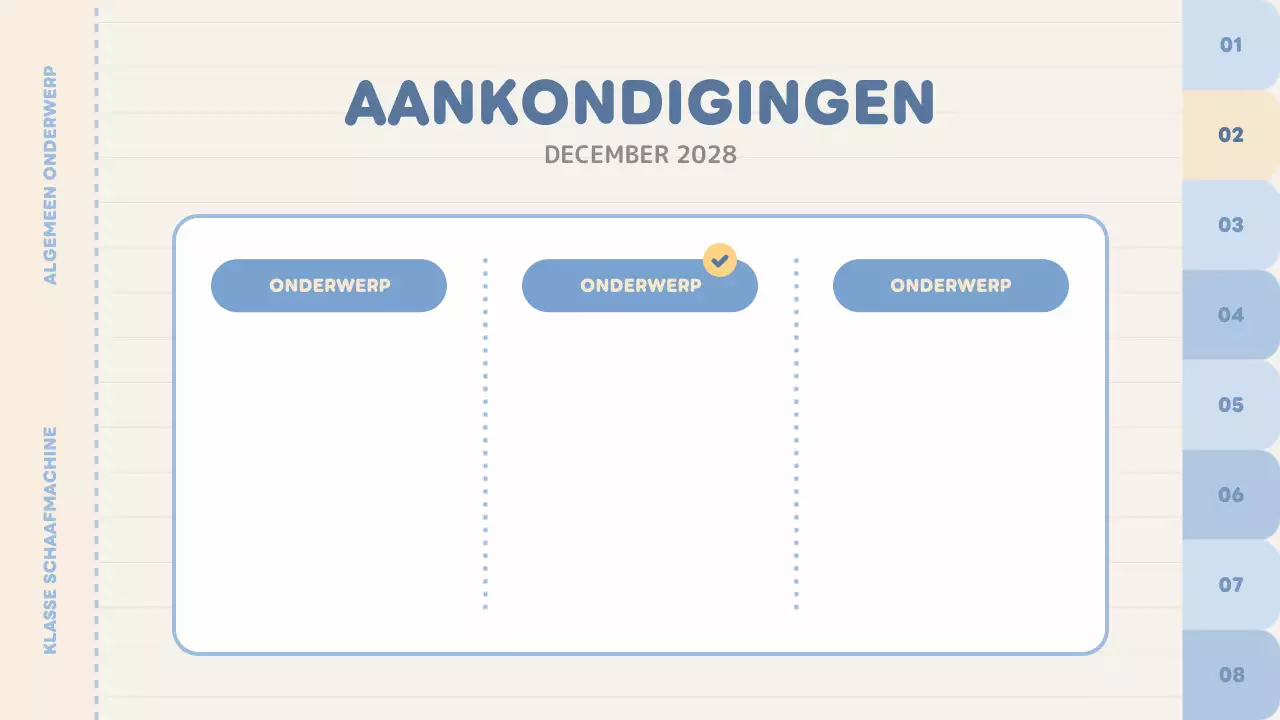 blauwe effen klassenplanner