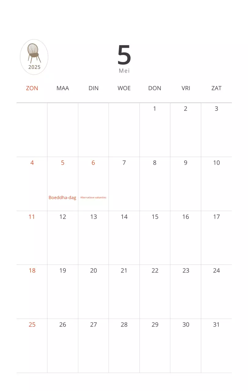 Beige minimalistische interieurkalender