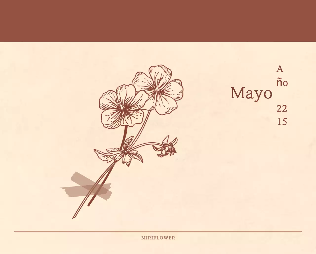 Un calendario sentimental de floristería en papel de lana marrón claro y marrón concepto