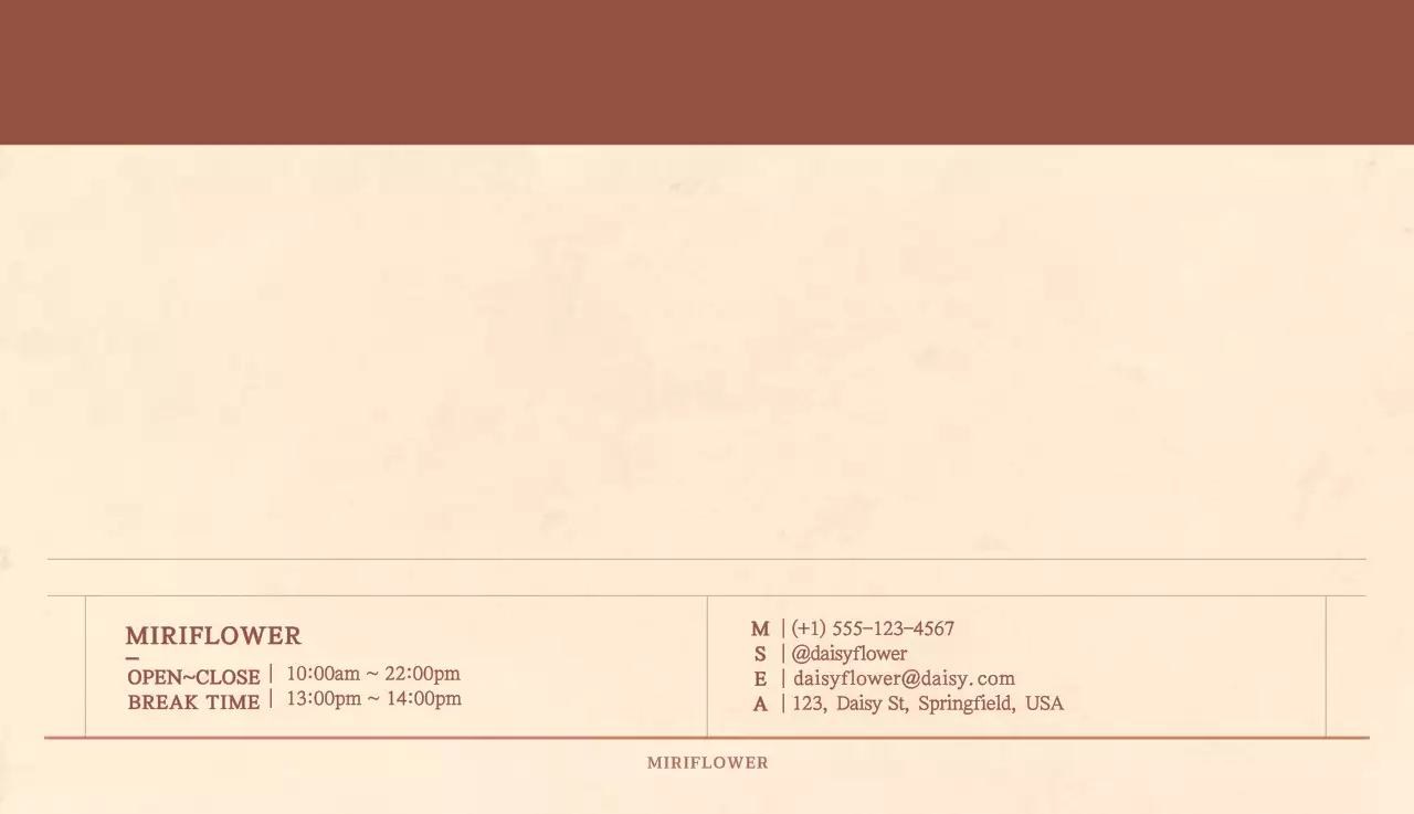 Kalender toko bunga sentimental dengan konsep kertas tenun berwarna coklat muda dan coklat