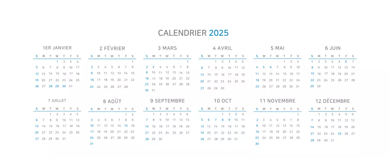 Calendrier moderne bleu Promotions d'entreprise