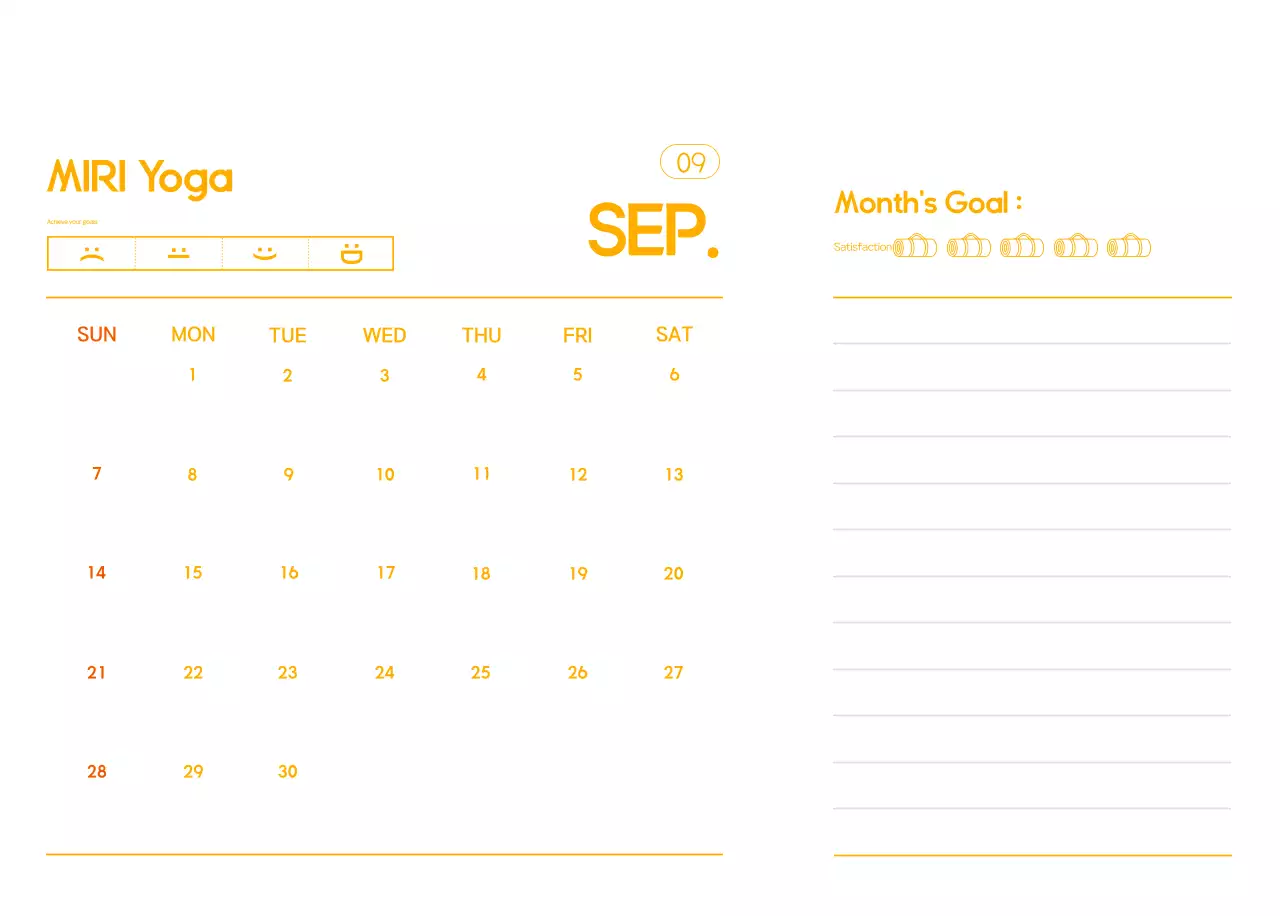 Kalender Promosi Yoga Minimalis Oranye