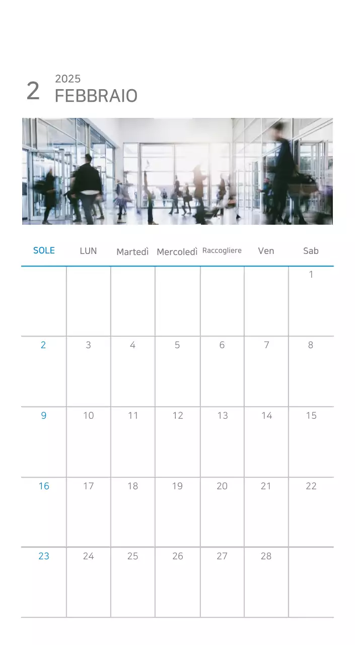 Calendario minimalista blu