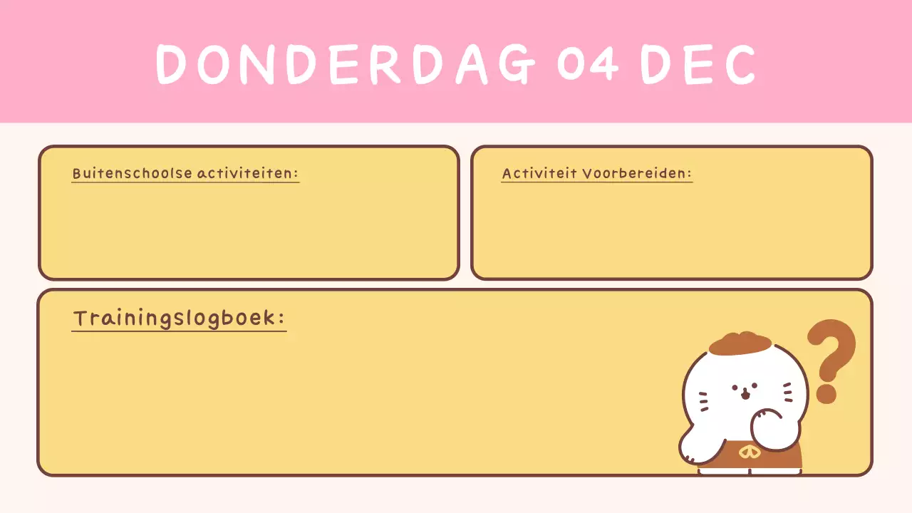 Eenvoudige gele klassenagenda voor school