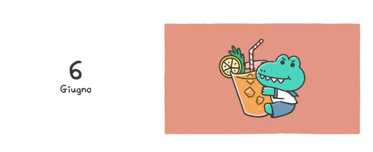 Un calendario con un simpatico concetto di illustrazione di Ago