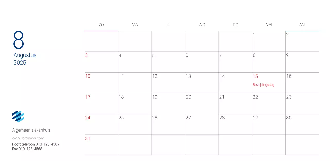 Navy Witte Eenvoudige Ziekenhuis Promotiekalender