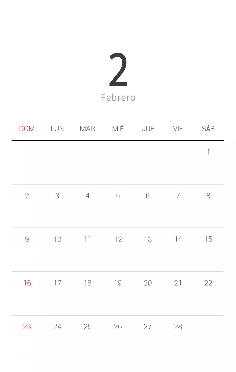 Calendario blanco de naturaleza botánica limpia