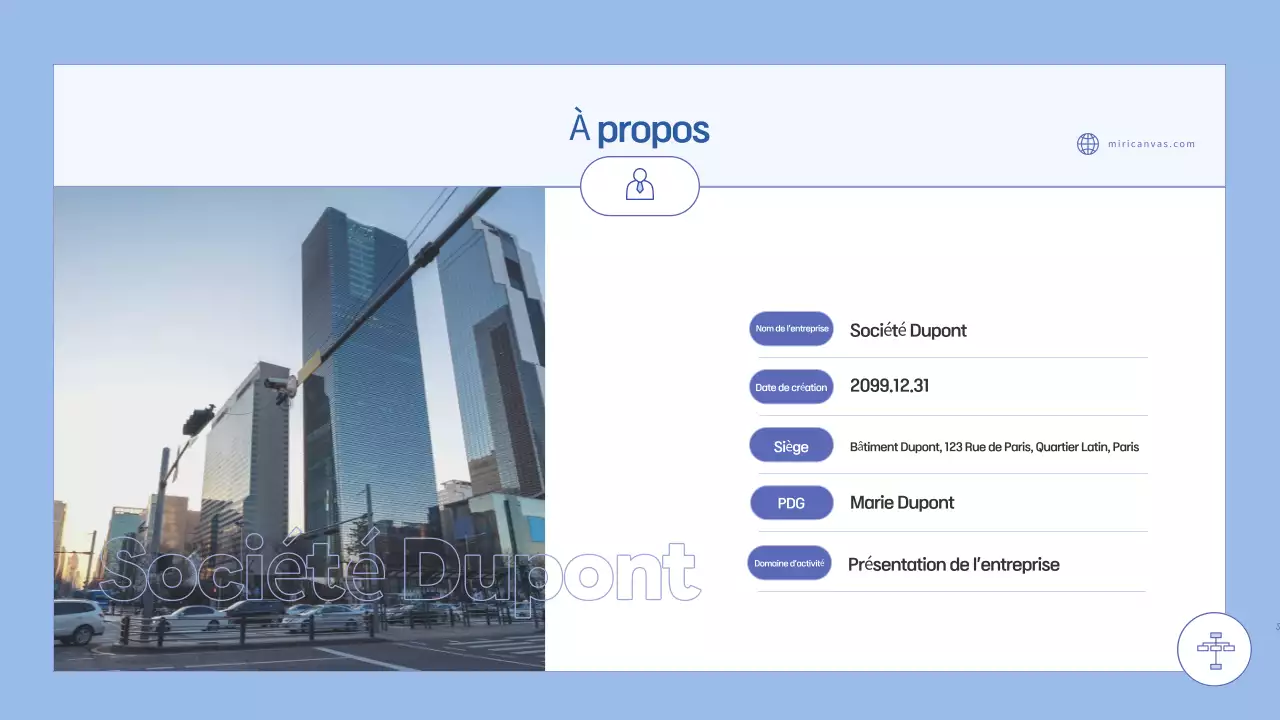 Planification d'une proposition simple en bleu clair
