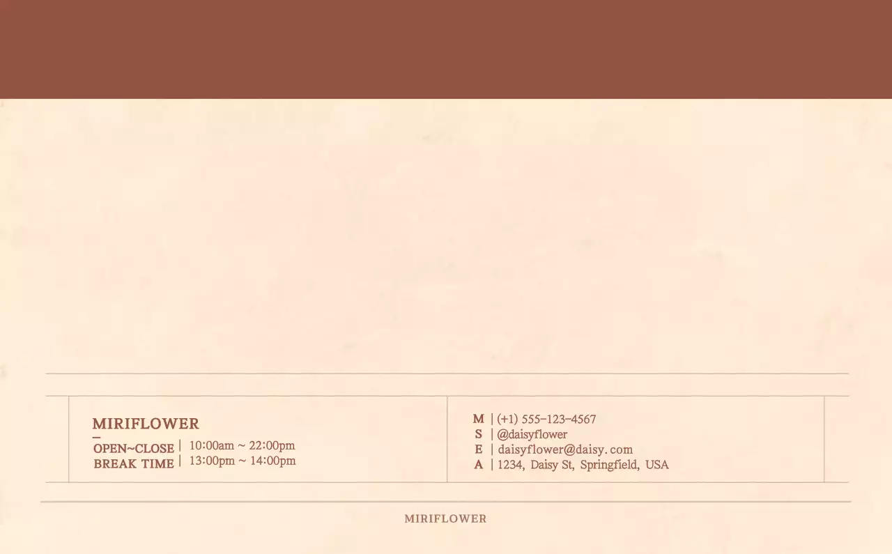 Kalender toko bunga sentimental dengan konsep kertas tenun berwarna coklat muda dan coklat