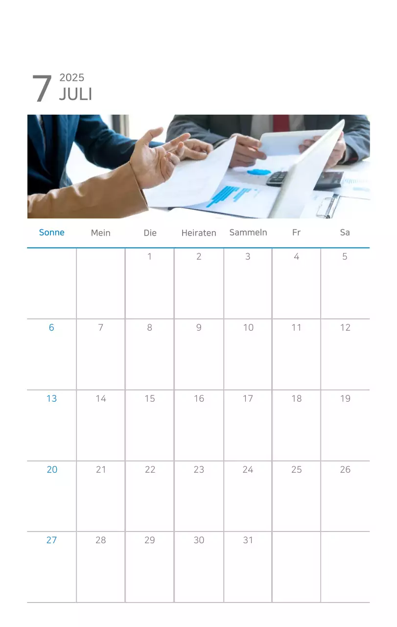 Blauer moderner Kalender Corporate Promotions