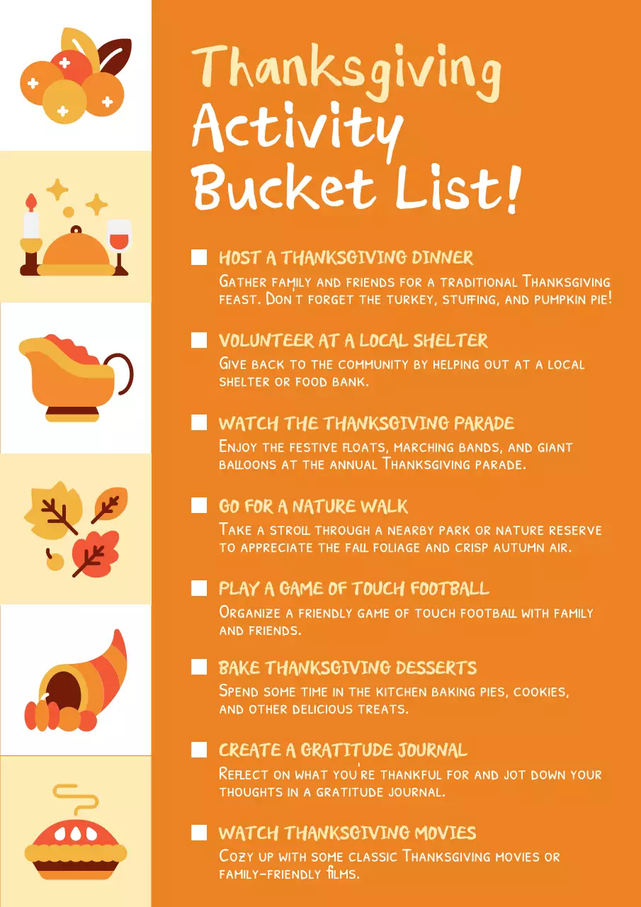 Orange Simple Thanksgiving Checklist Poster
