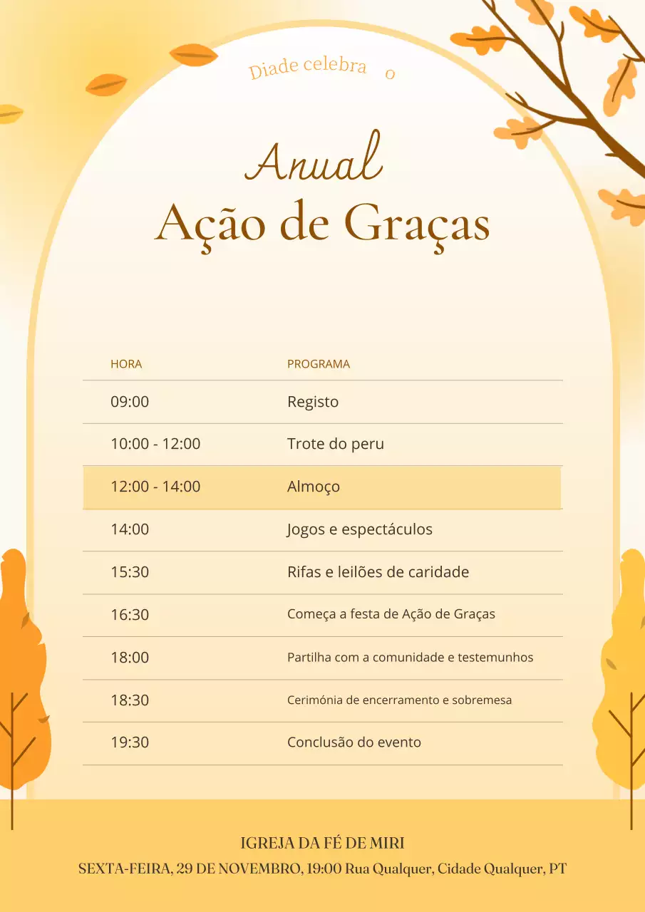 evento tradicional de ação de graças em laranja