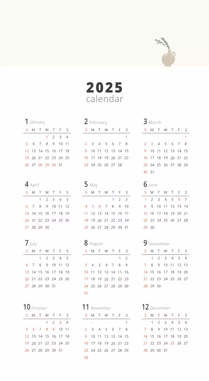 Beige Minimalist Interior Calendar