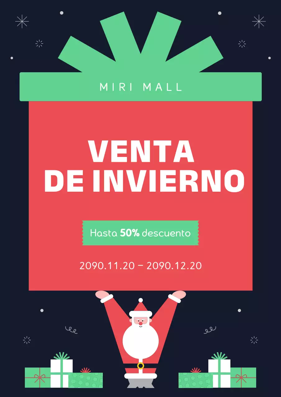 Promueva una venta kitsch de invierno en rojo y verde